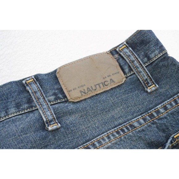 Nautica Straight Relaxed Rugged Denim Dark Blue Jeans Mens Size 50 x 30 - Picture 1 of 9